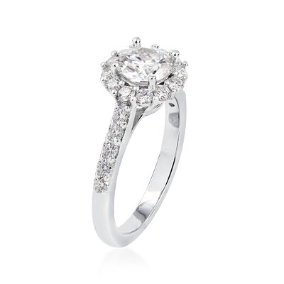 1.60 ct. t.w. Moissanite Halo Ring in Sterling Silver