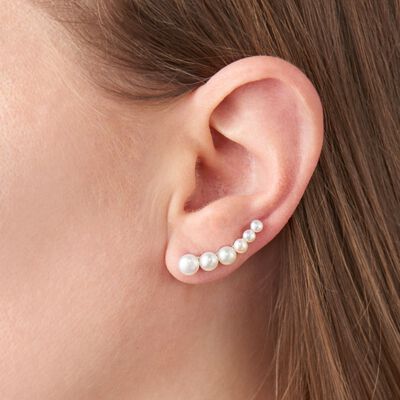 3-6mm Cultured Pearl Ear Climbers in Sterling Silver