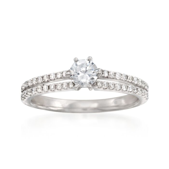 .28 ct. t.w. Diamond Two-Row Engagement Ring Setting in 14kt White Gold