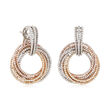 6.85 ct. t.w. Diamond Swirl Earrings in 14kt Tri-Colored Gold