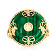 Malachite &quot;Good Fortune&quot; Butterfly Ring in 18kt Gold Over Sterling