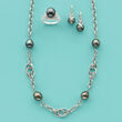 10-11mm Cultured Tahitian Pearl Chain Necklace in Sterling Silver
