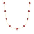 35.00 ct. t.w. Ruby Bead Station Necklace in 14kt Yellow Gold