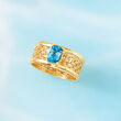 1.10 Carat Blue Topaz Bismark-Link Mesh Ring in 14kt Yellow Gold