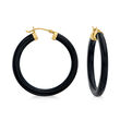 Black Agate Hoop Earrings in 10kt Yellow Gold