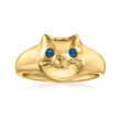 18kt Gold Over Sterling Cat Ring with London Blue Topaz Accents