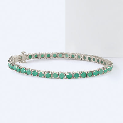6.60 ct. t.w. Emerald Tennis Bracelet in Sterling Silver