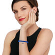 Italian Dark Blue Murano Glass Bead Stretch Bracelet with Sterling Silver Evil Eye Charm