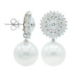 14-15mm Cultured South Sea Pearl and .16 ct. t.w. Diamond Drop Earrings in 18kt White Gold