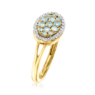 .40 ct. t.w. Swiss Blue Topaz and .13 ct. t.w. Diamond Ring in 18kt Gold Over Sterling