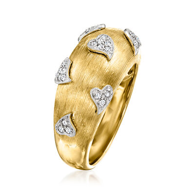 C. 1980 Vintage .20 ct. t.w. Diamond Hearts Dome Ring in 14kt Yellow Gold