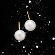 10-11mm Cultured Button Pearl Drop Earrings in 14kt Yellow Gold