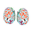 Belle Etoile &quot;Seahorse&quot; Multicolored Enamel and .10 ct. t.w. CZ Earrings in Sterling Silver