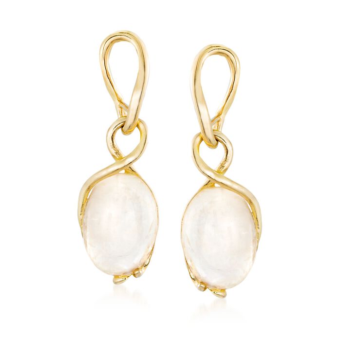 Moonstone Twisted Drop Earrings in 18kt Gold Over Sterling