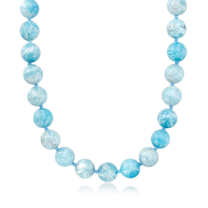 14-14.5mm Larimar Bead Necklace with Sterling Silver