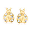 .15 ct. t.w. Diamond Ladybug Earrings in 18kt Gold Over Sterling