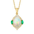 Ethiopian Opal Pendant Necklace with .14 ct. t.w. Diamonds and .10 ct. t.w. Emeralds in 14kt Yellow Gold
