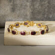 19.00 ct. t.w. Ruby and .21 ct. t.w. Diamond Bracelet in 18kt Gold Over Sterling