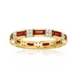 1.20 ct. t.w. Garnet and .40 ct. t.w. White Zircon Eternity Band in 18kt Gold Over Sterling