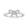 Diamond-Accented Bow Ring in Sterling Silver