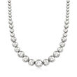 Italian 6-14mm Sterling Silver Bead Graduated Necklace