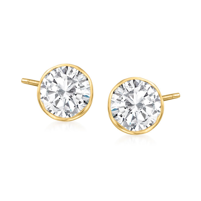 .75 ct. t.w. Bezel-Set Diamond Stud Earrings in 14kt Yellow Gold