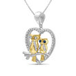.16 ct. t.w. Diamond Owl Pendant Necklace in Two-Tone Sterling