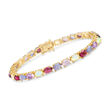 13.95 ct. t.w. Multi-Stone Tennis Bracelet in 18kt Yellow Gold Over Sterling Silver