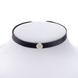 Black Ribbon and .65 ct. t.w. CZ Circle Choker Necklace with Sterling Silver