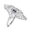 C. 1990 Vintage .40 ct. t.w. Diamond and .14 ct. t.w. Synthetic Sapphire Dinner Ring in 18kt White Gold