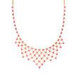 20.00 ct. t.w. Pink Topaz Bib Necklace in 18kt Gold Over Sterling