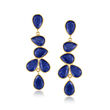 30.00 ct. t.w. Sapphire Drop Earrings in 18kt Gold Over Sterling