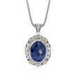18.00 Carat Sapphire Bali-Style Pendant Necklace in Sterling Silver with 18kt Yellow Gold