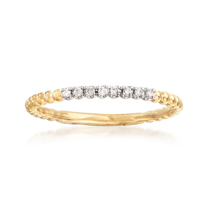 Gabriel Designs Diamond-Accented Beaded Ring in 14kt Yellow Gold