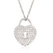 C. 2000 Vintage Tiffany Jewelry .28 ct. t.w. Diamond Heart Lock Pendant Necklace in Platinum