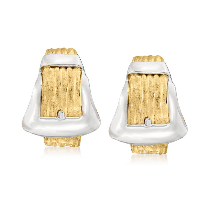 Italian 14kt Two-Tone Gold Buckle Earrings