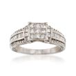 C. 1990 Vintage 1.60 ct. t.w. Multi-Cut Diamond Engagement Ring in 14kt White Gold