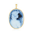 C. 1980 Vintage Black Agate Cameo Pin/Pendant in 18kt Yellow Gold