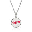Sterling Silver MLB Cleveland Indians Enamel Disc Pendant Necklace. 18&quot;
