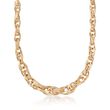 18kt Yellow Gold Polished and Textured Graduated Link Necklace