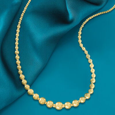 Italian 18kt Yellow Gold Graduated Bead Necklace