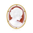 C. 1972 Vintage Red Agate Cameo Pin/Pendant in 14kt Yellow Gold