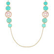 C. 2000 Vintage Ippolita Turquoise and Mother-Of-Pearl Station Necklace in 18kt Yellow Gold