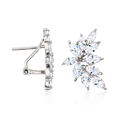 3.50 ct. t.w. Marquise CZ Cluster Earrings in Sterling Silver