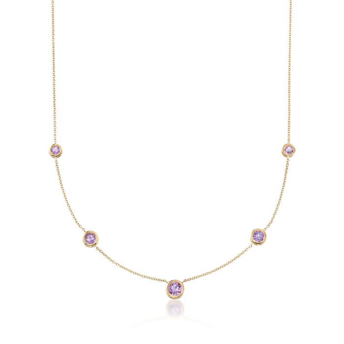 2.20 ct. t.w. Graduated Amethyst Station Necklace in 18kt Gold Over Sterling