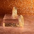 Italian 18kt Yellow Gold Over Sterling Silver Bismark-Link Hoop Earrings