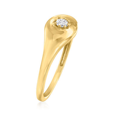 .10 Carat Diamond Solitaire Signet Ring in 14kt Yellow Gold