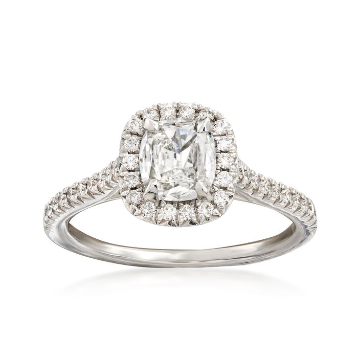 Henri Daussi 1.01 ct. t.w. Diamond Halo Engagement Ring in 18kt White Gold