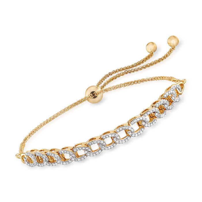 .50 ct. t.w. Diamond Chain-Link Bolo Bracelet in 18kt Gold Over Sterling