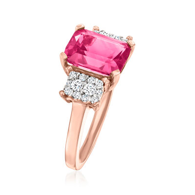 3.20 Carat Pink Tourmaline and .27 ct. t.w. Diamond Ring in 14kt Rose Gold